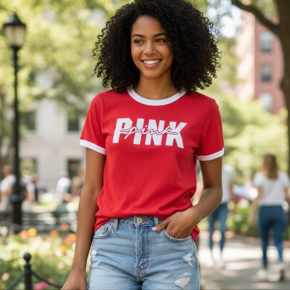 Red Graphic Tee with White Accents